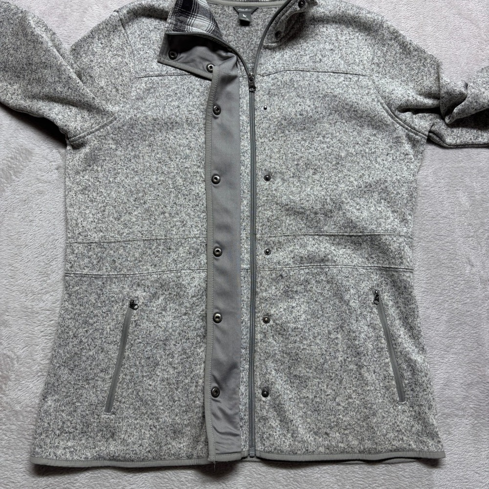 Eddie Bauer Jacket Womens XL 23802411 Gray Sweater Fleece Snap Zip EUC - Picture 4 of 9